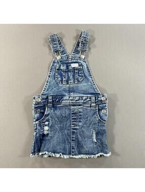 7 For All Mankind Baby Girls Overalls Shorts Size 24M Light Denim Pockets Cute